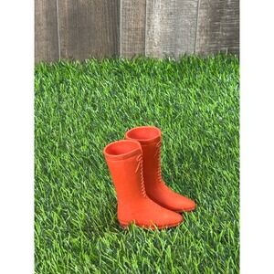 Vintage Ideal 1971 Orange Doll Boots Lace Up Tall 5223 Accessory Pair